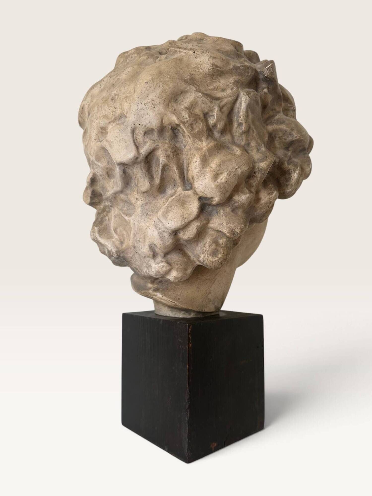 Plaster bust on a wooden base