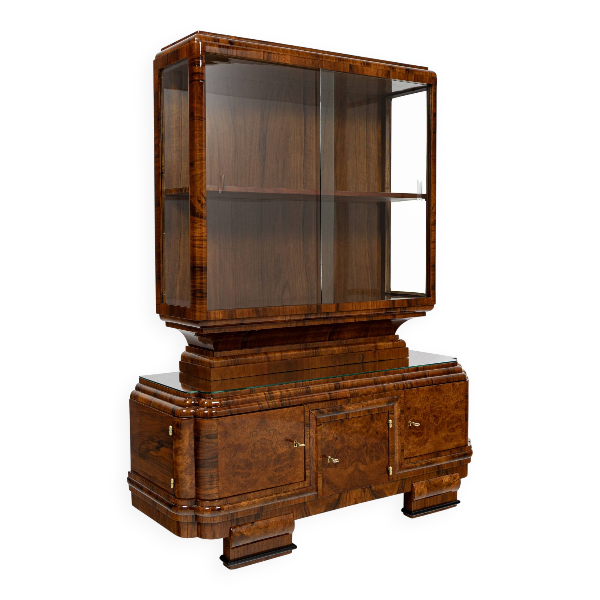 Vitrine Art Déco en ronce de noyer - 1925-1939
