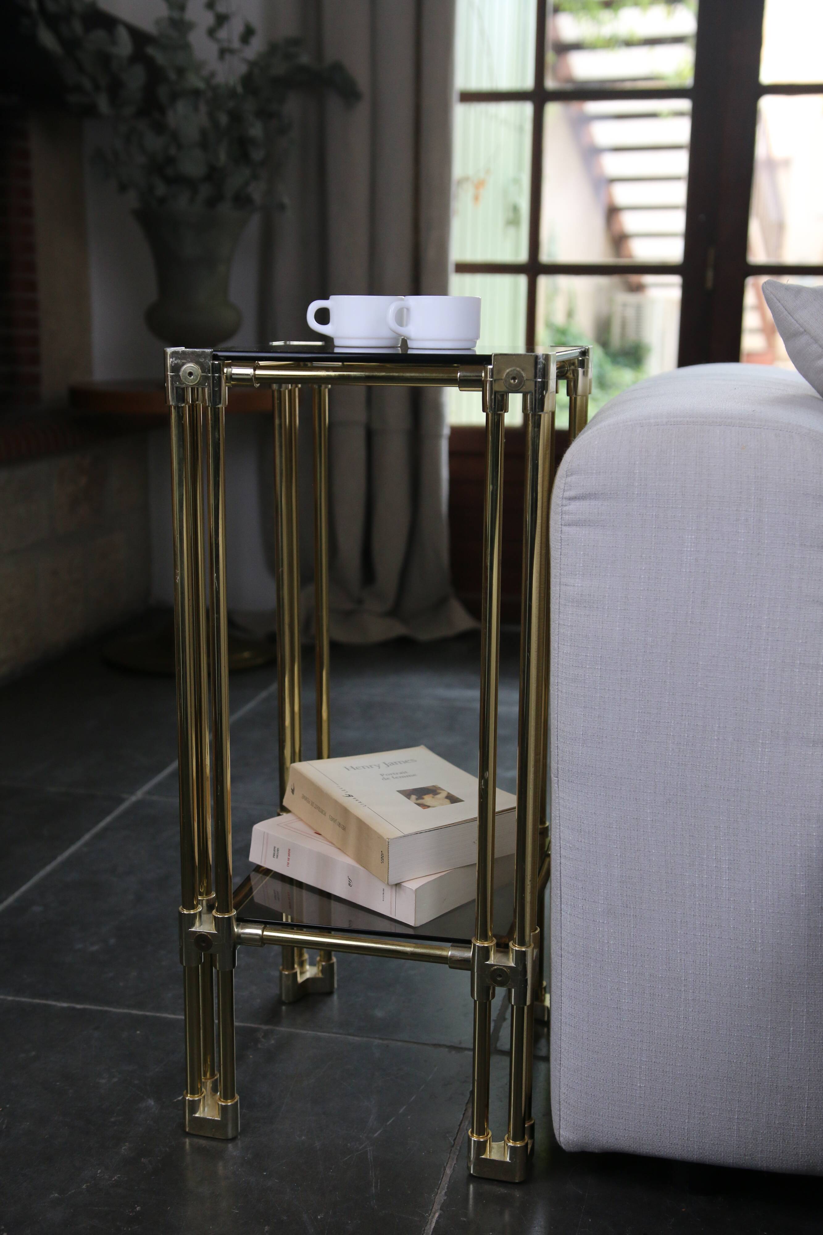 Brass side table, 1970s-1980s