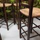 Lot of 6 stools with woven straw seats, chalet style 1970.