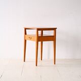 Vintage nightstand with drawer and double shelf