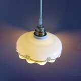 White opaline handkerchief pendant or portable lamp, vintage 1920