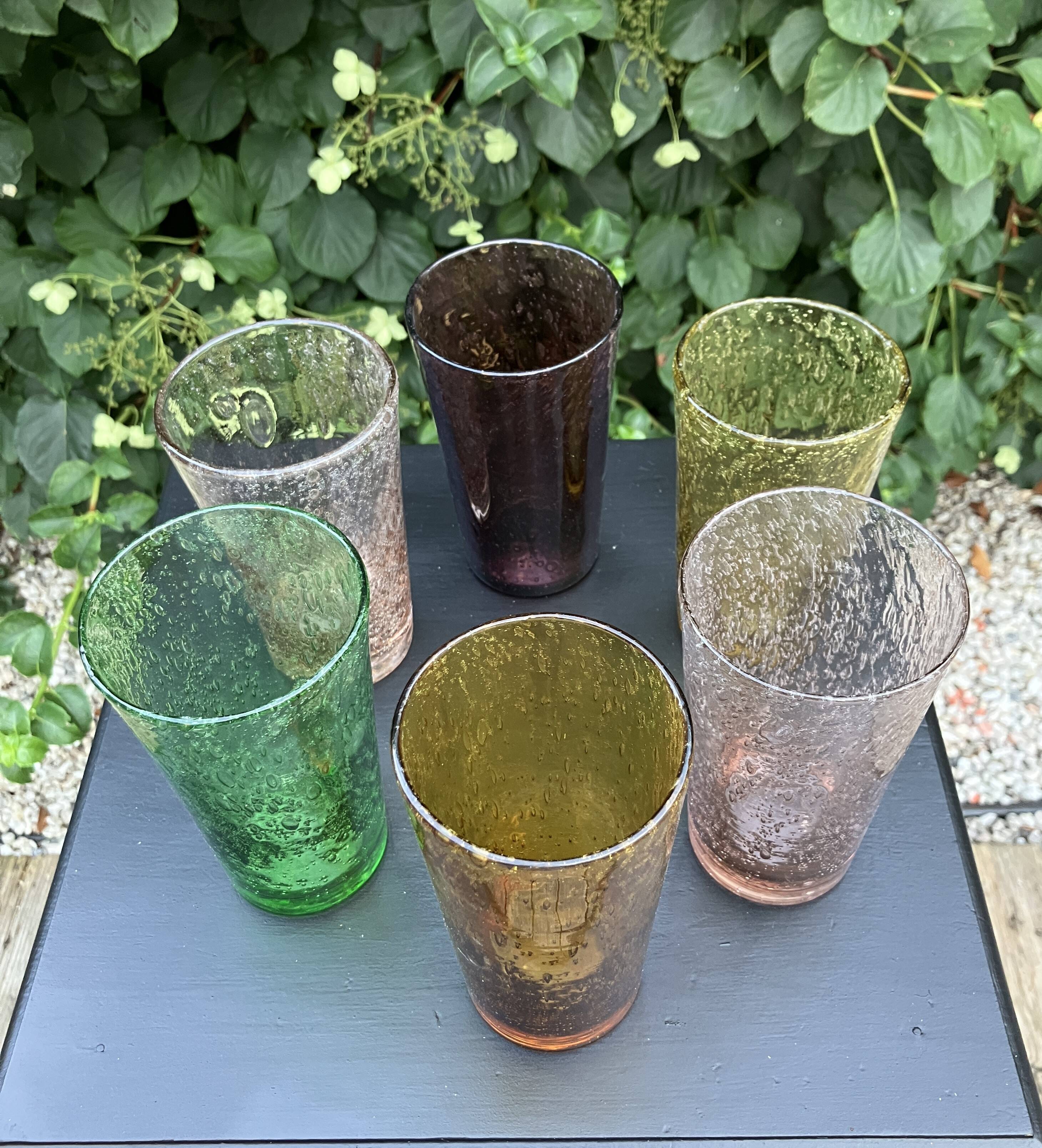 6 vintage 1960s Biot orangeade glasses