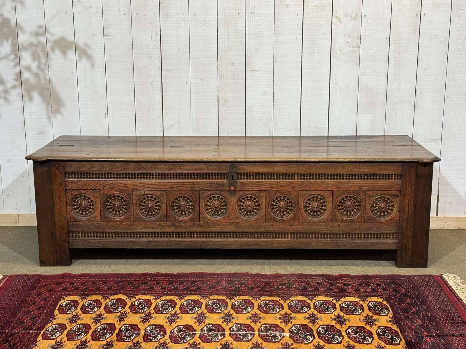 18th-century Breton chestnut bank bench