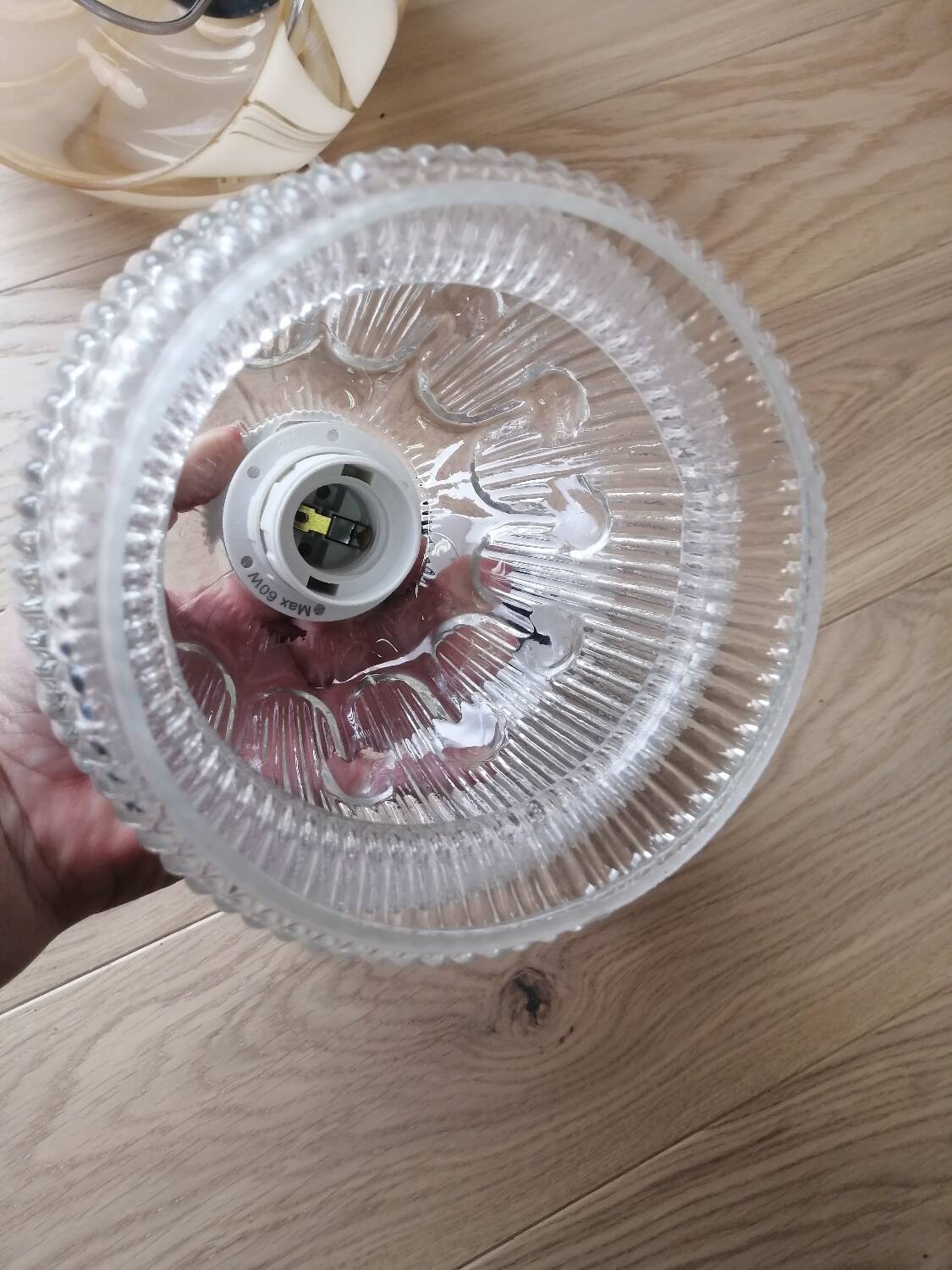 Vintage molded glass pendant light