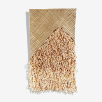 Boho wall weaving in vegetable fiber