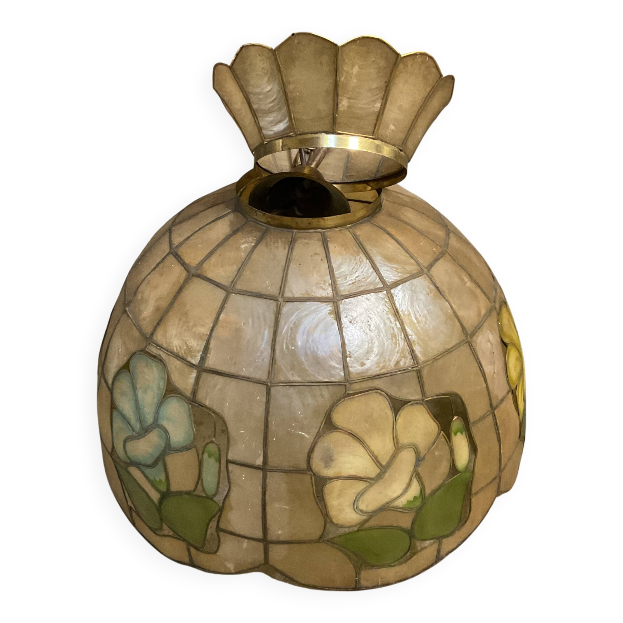 Nacre suspension and cloisonné brass Art Deco