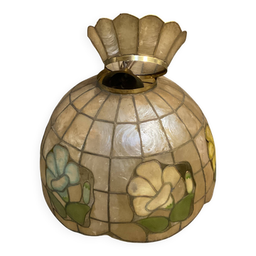 Nacre suspension and cloisonné brass Art Deco
