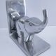 pair of stylised elephant bookends made of aluminium