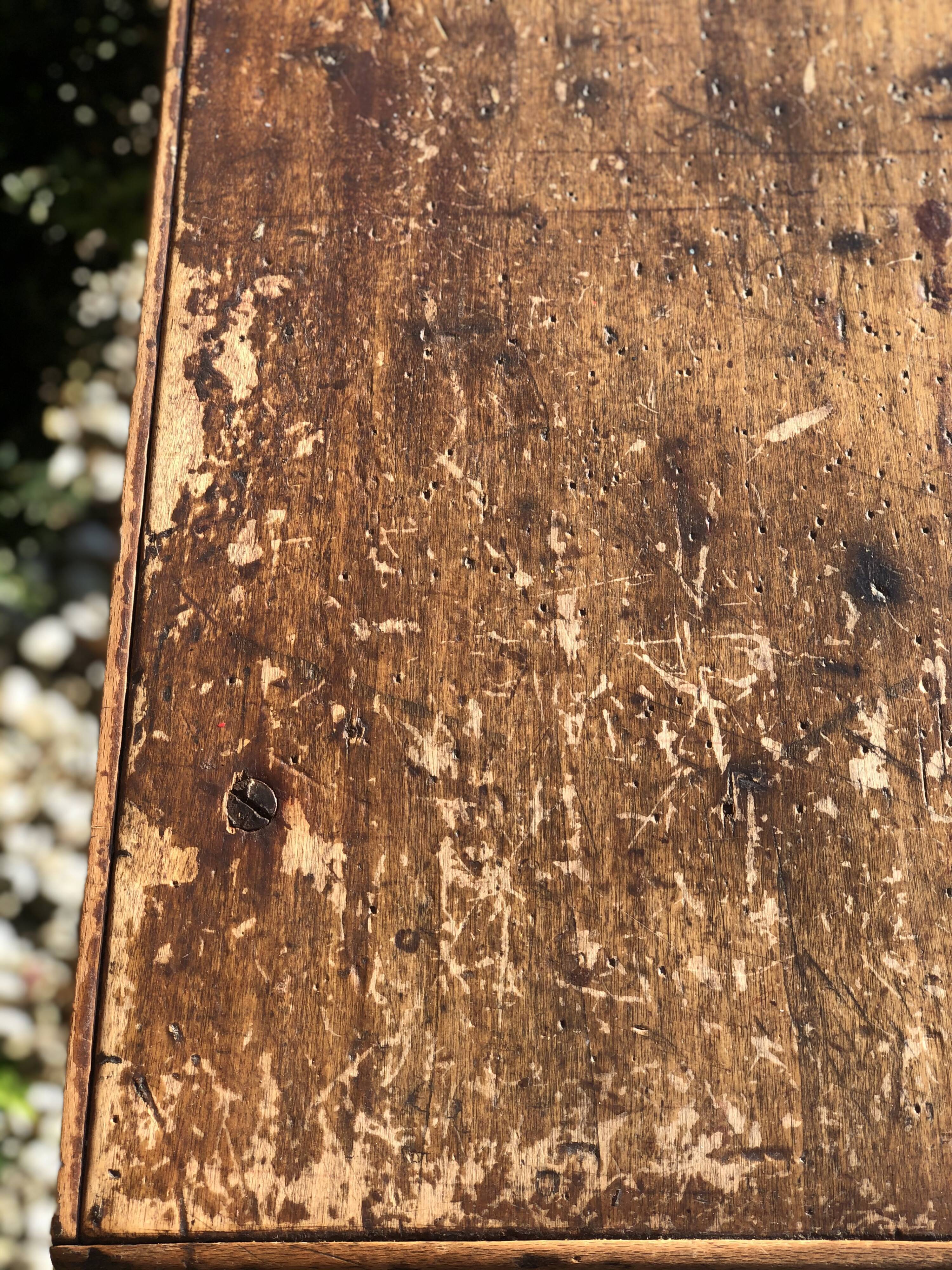 Old wooden farm or workshop table