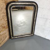 Mirror Louis-Philippe black wood and silver carved
