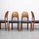Vintage eetkamerstoelen Holstebro Denmark Teakhout nieuwe stoffering blauw