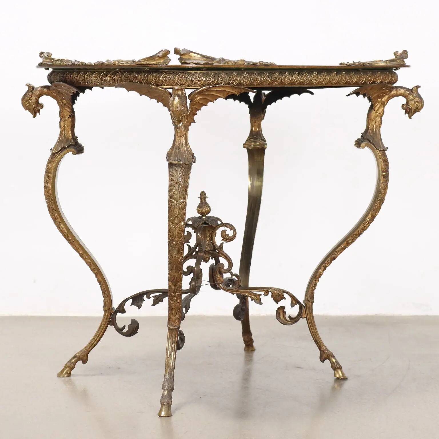 Table basse ancienne Middle Victorian en bronze et papier mâché, Angleterre, XIX Century