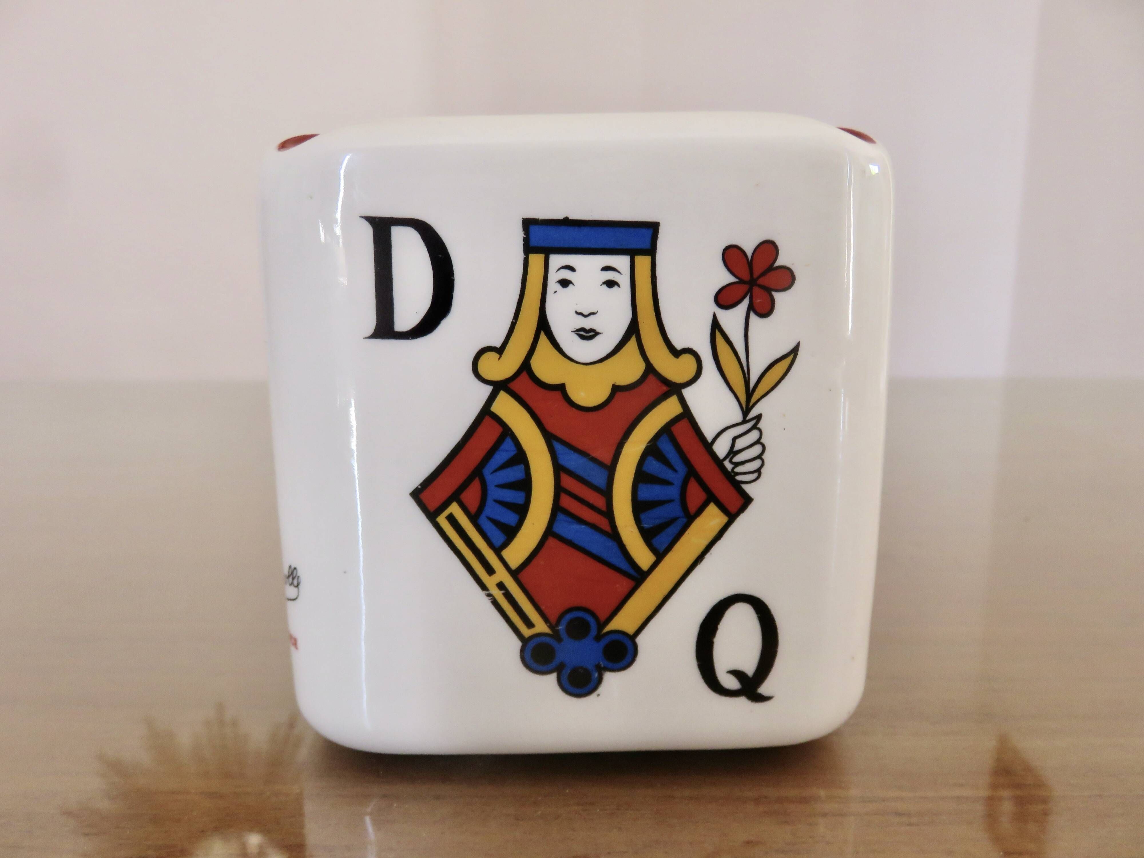 Vintage ceramic ashtray, playing cards, 50s 60s.