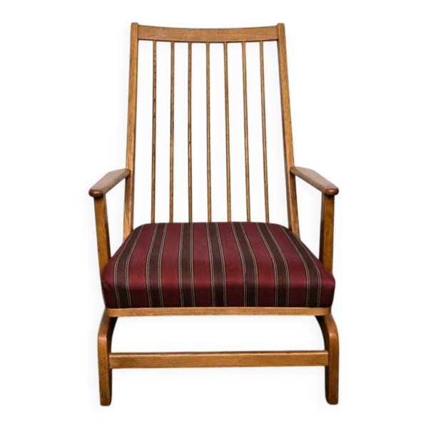 Fauteuil à bascule en chêne avec coussin en tissu, Danemark, 1960.