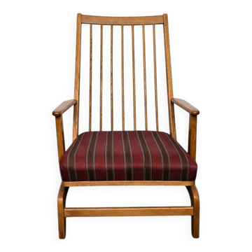 Fauteuil à bascule en chêne avec coussin en tissu, Danemark, 1960.