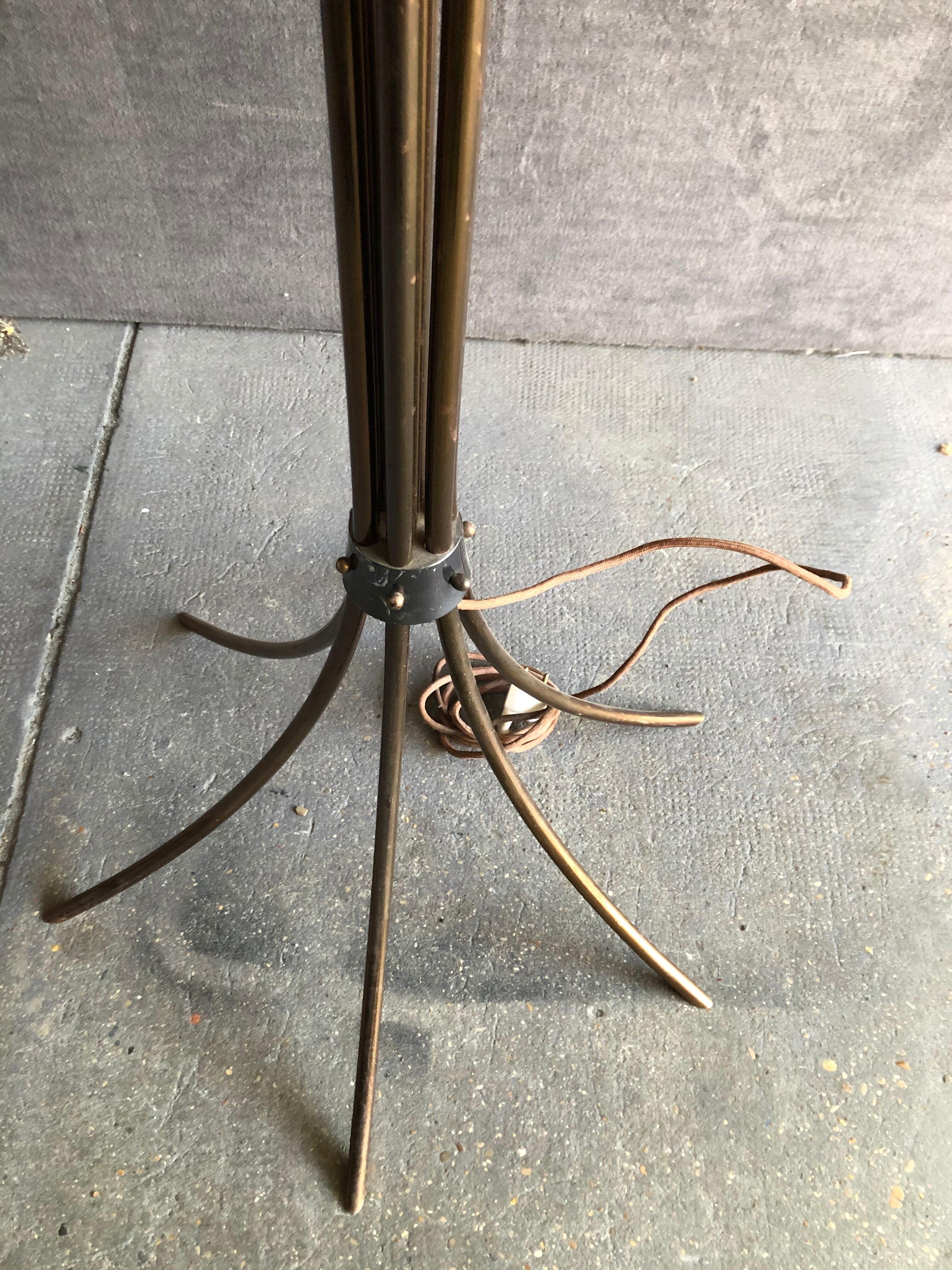 Lunel 1950 brass lamp and glass rings faceted 10 fires