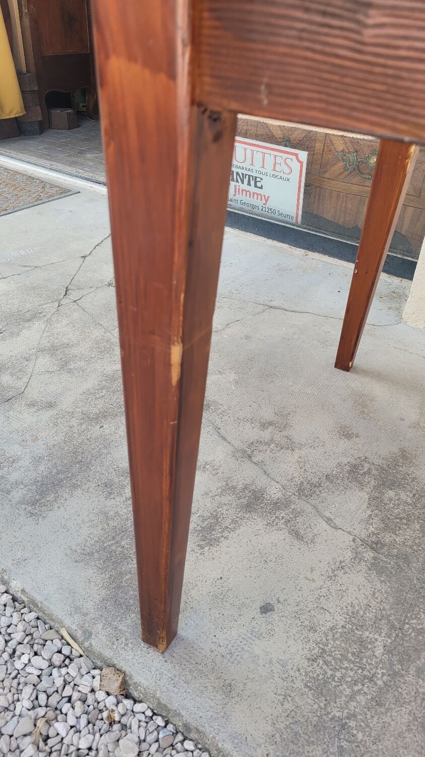 Old farmhouse table with mosaic top and tapered legs - 2m64