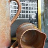Duo of vintage glazed stoneware potter's pitchers