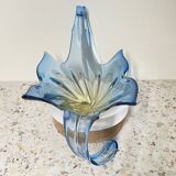 Large Murano centerbowl in blue & amber- Sommerso technique