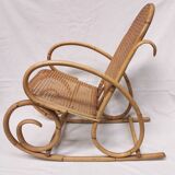 Vintage rocking chair child in rattan, canework
