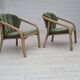1970s, pair of Scandinavian lounge chairs, furniture velour and rattan