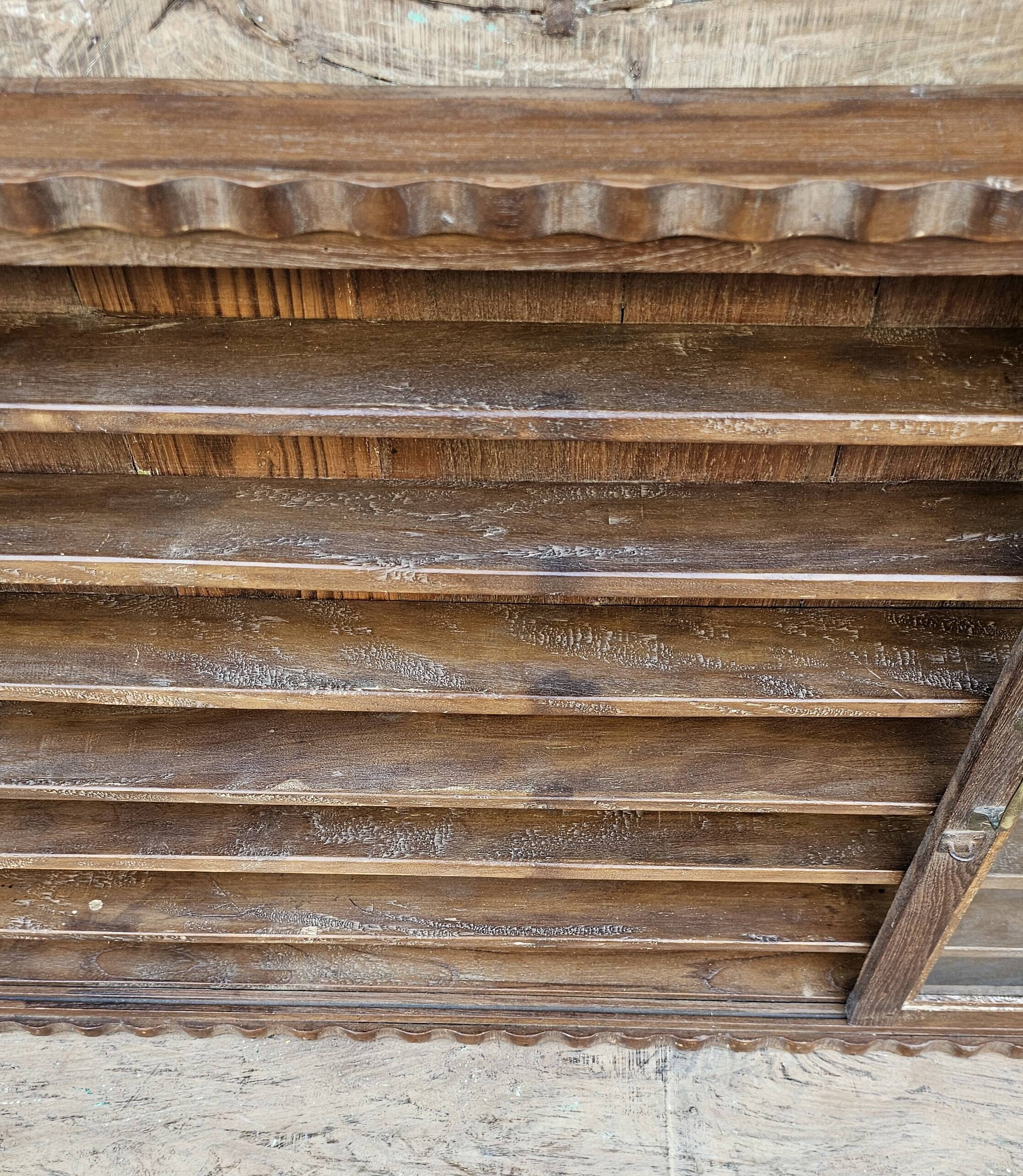 Antique Burmese teak collector's wall display case