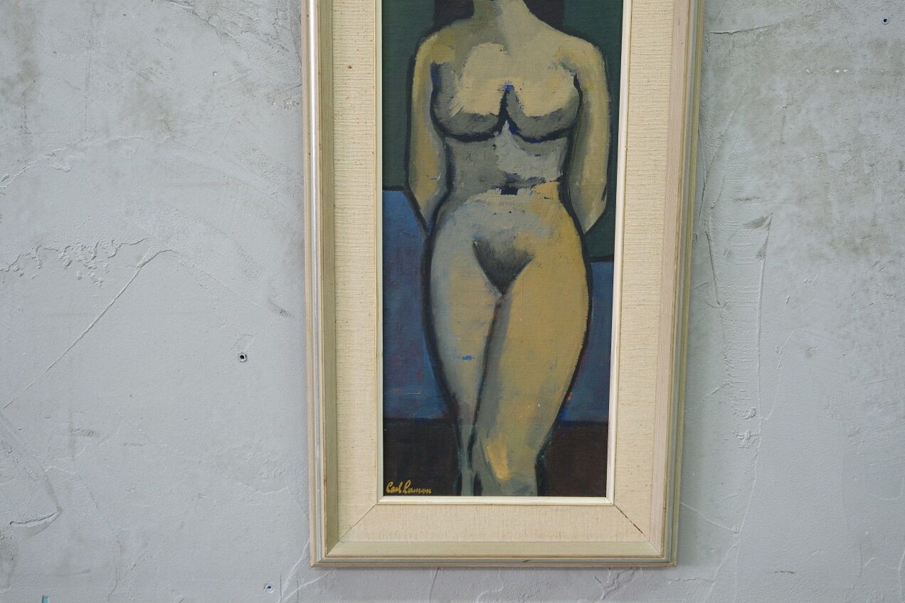Nude, Swedish Modern Signed Painting, 1960s, Oil on Canvas, Framed