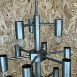 XL 60s 70s Chandelier Chandelier Pendant Lamp Chrome & Metal Design 60s 70s