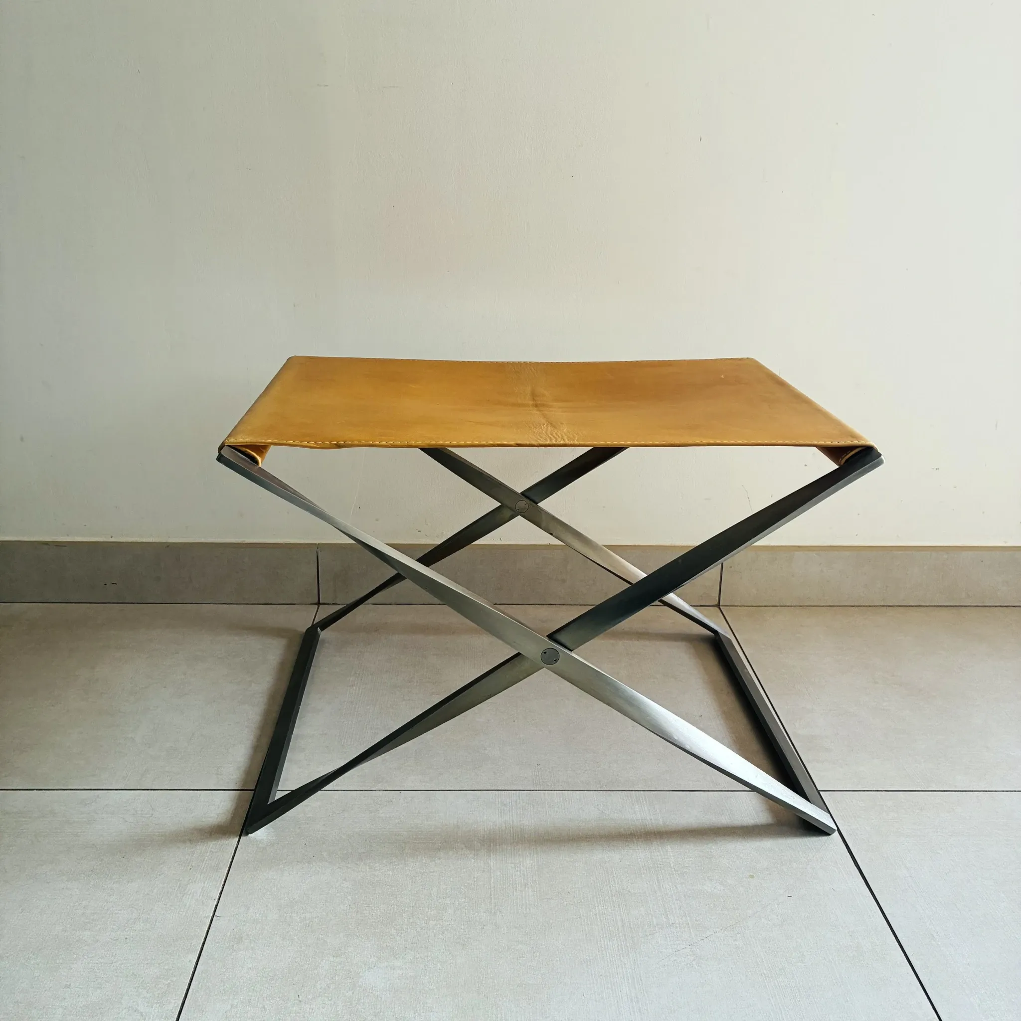 Folding Stool PK91 by Poul Kjaerholm - Fritz Hansen Edition Leather