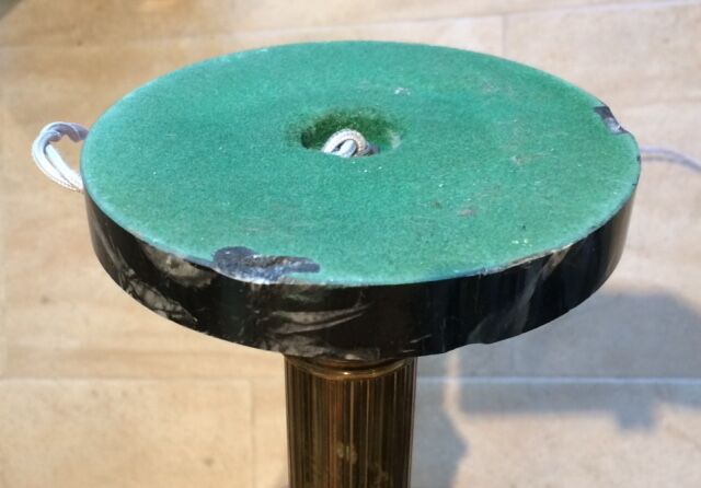 Neo-classical bronze lamp, opaline vasque, 1950