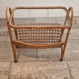 Rattan Magazine Rack, Bamboo, France 1975