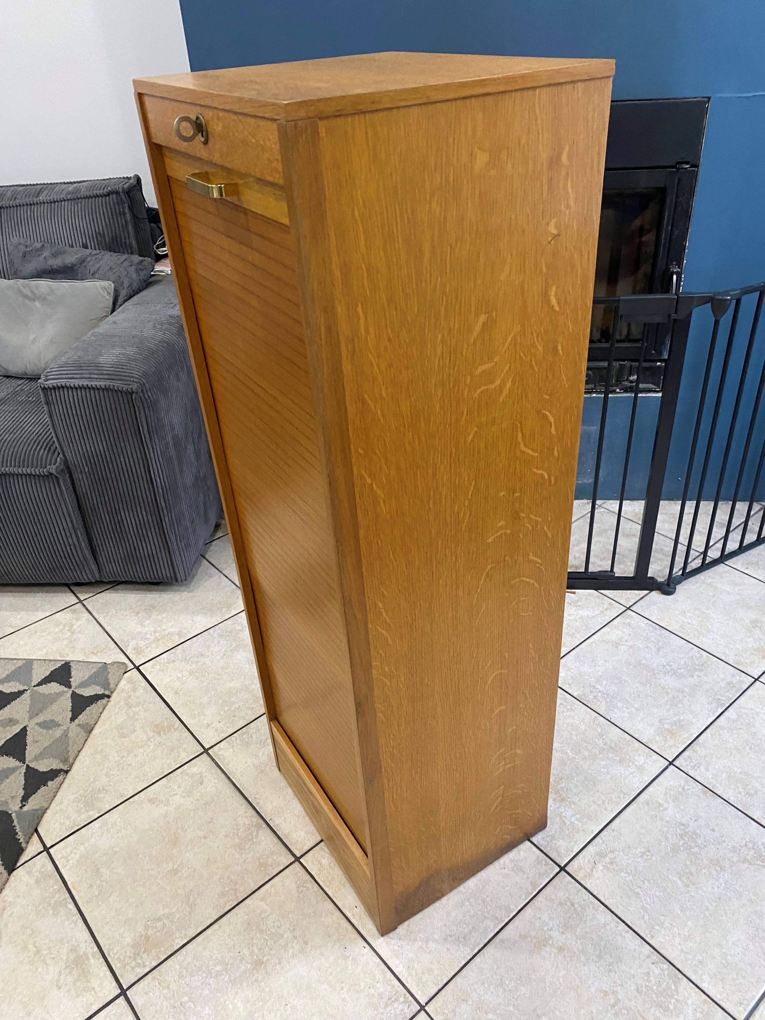1960s office filing cabinet with curtains