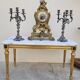 Table basse style Louis XVI en marbre et bois doré
