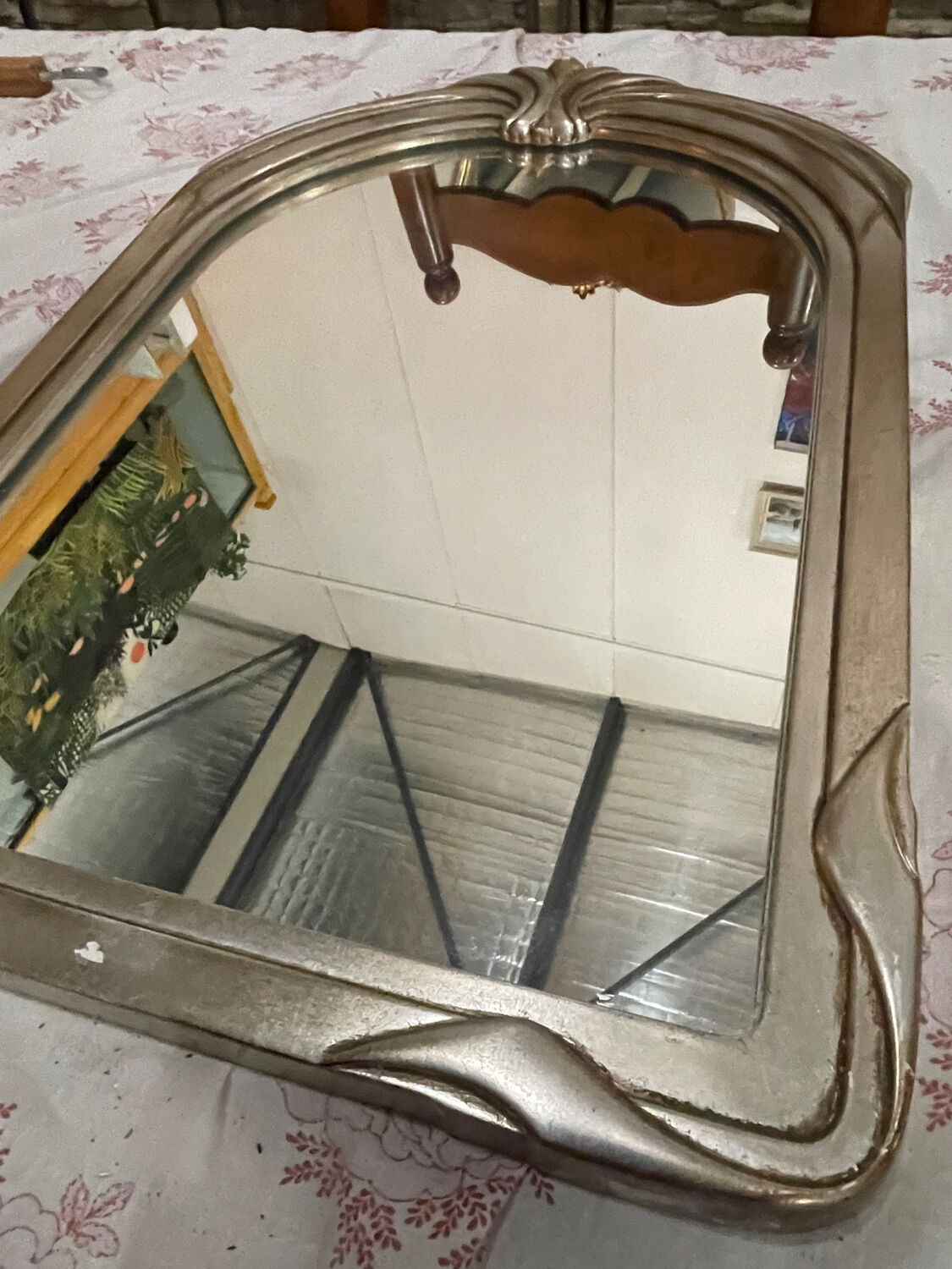 Vintage mirror by Deknudt in Art Nouveau style, 1970s.