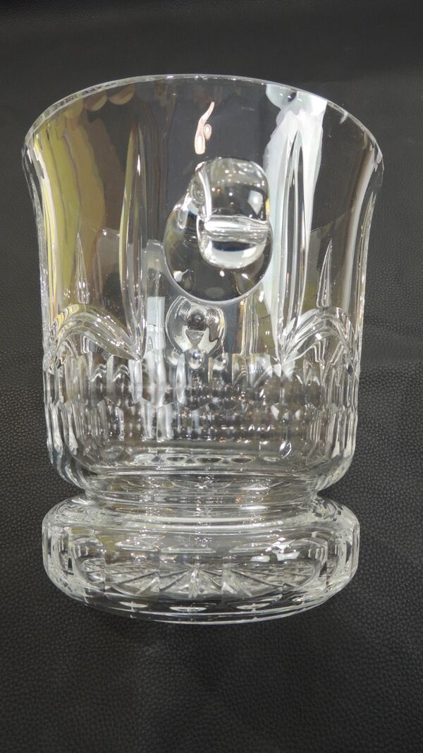 Seau à champagne ancien en cristal de Lorraine à décor de fleur de lys