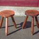 Pair of vintage stools, wooden stool, tripod stool, plant holder