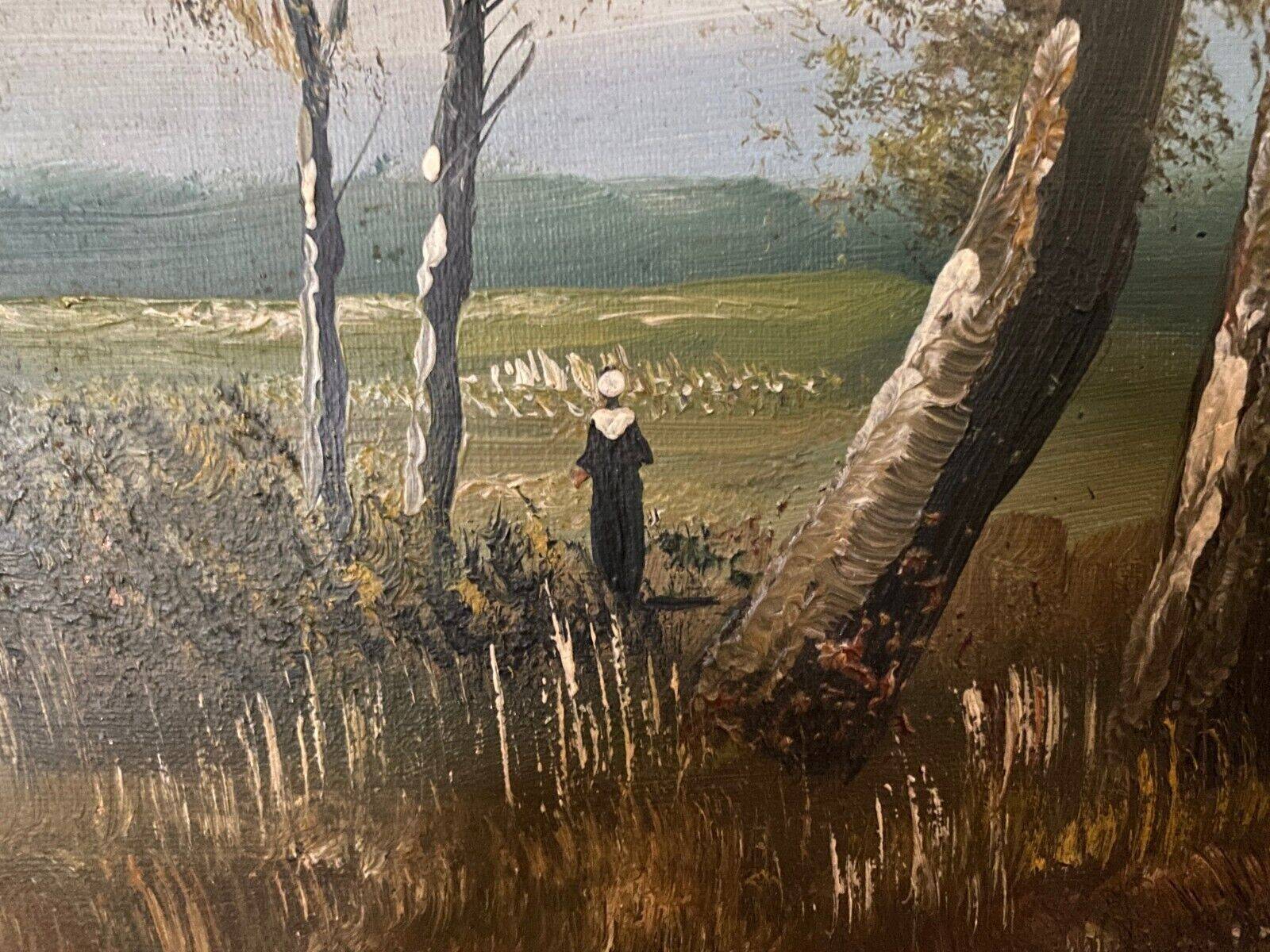 Oil on canvas forest landscape by L. Henry Barbizon early 20th century