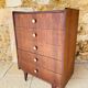 Commode haute vintage en chêne  à 5 tiroirs, circa 1950s