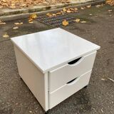 Scandinavian bedside table in solid beige wood with 2 drawers