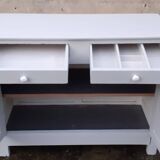 Buffet parisien 2 portes 2 tiroirs gris sarrazin chêne massif