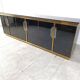 Vintage Black Lacquered and black glass credenza, 1980s