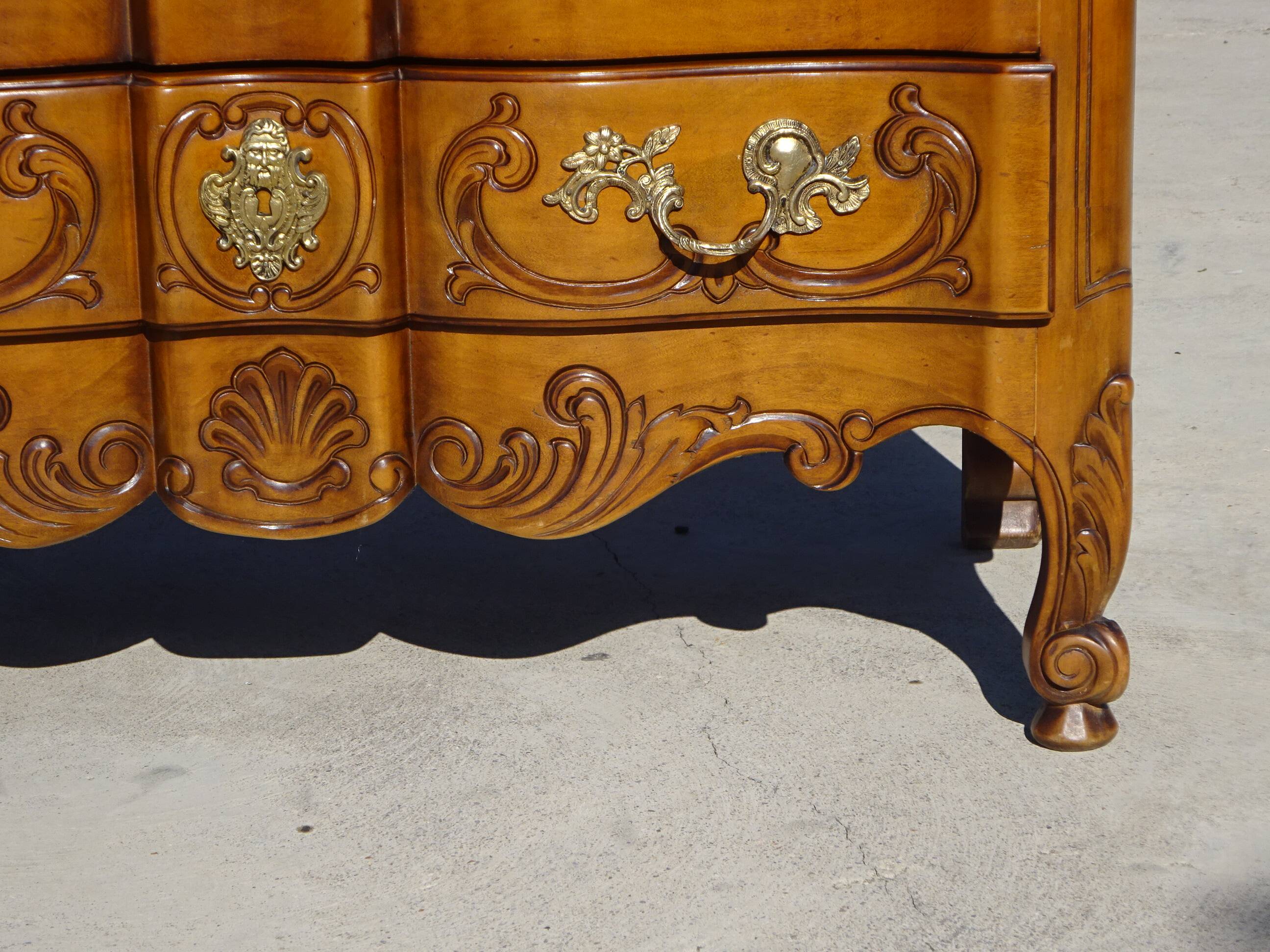 Secretary in solid cherry wood in Louis XV style.