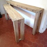 paire de console en chêne massif et metal