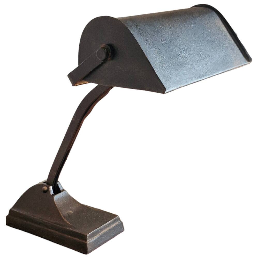 Black cast iron desk lamp, industrial Bauhaus design