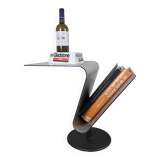 Modern metal minimalist side table with magazine rack / Dutch design