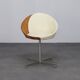 Mid-century modern round chair in teak, leather and steel, 1960s