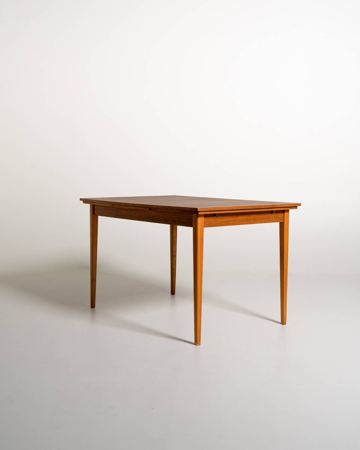Scandinavian extendable teak and beech dining table, 1950s-60s