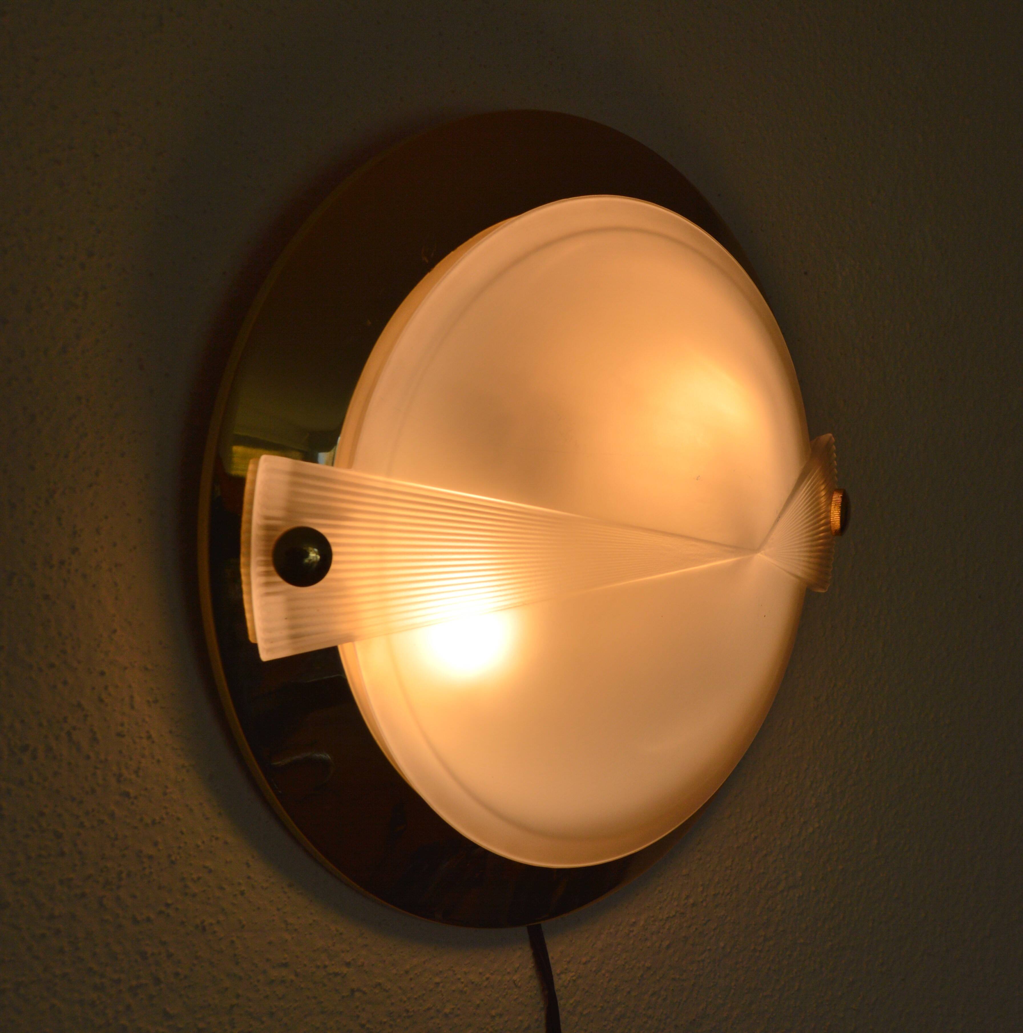 Wall light from the 80s vintage design gold glass