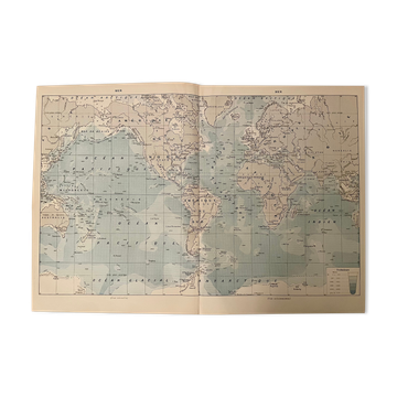 Lithographie carte sur la mer de 1922 (grand format)